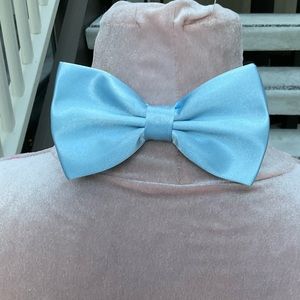 Powder blue pastel satin bowtie prom wedding formal